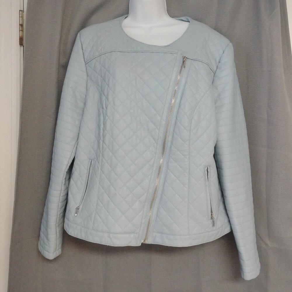 ❤️INC INTERNATIONAL CONCEPTS Light Blue Quilted Moto Jacket Sz XL